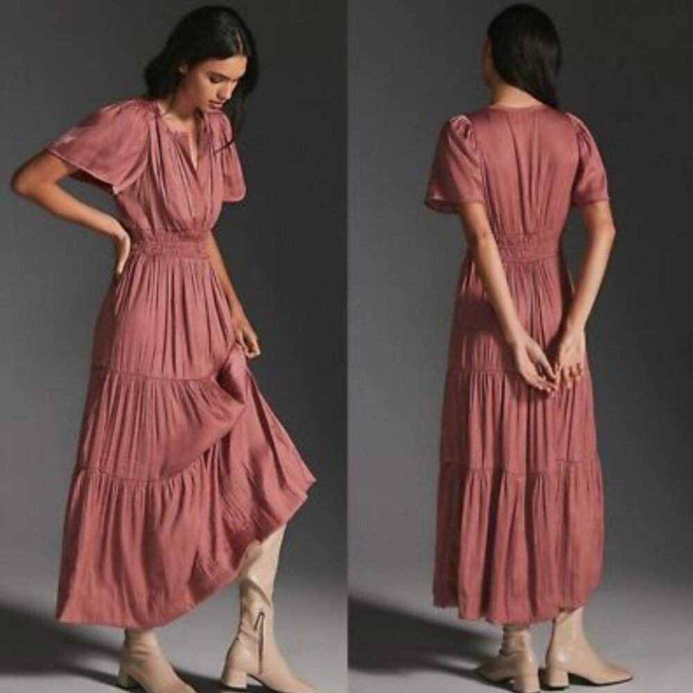 Antthropologie Somerset Satin Maxi in rose